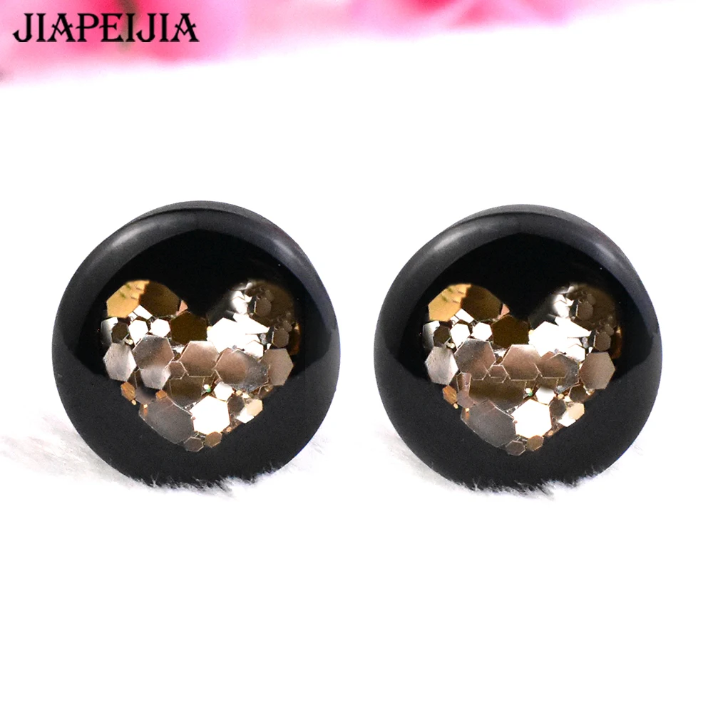 8-42mm Metal Colour Sequin Acrylic Ear Gauges Tunnels and Plug Ear Expander Studs Stretching Body Piercing Jewelry