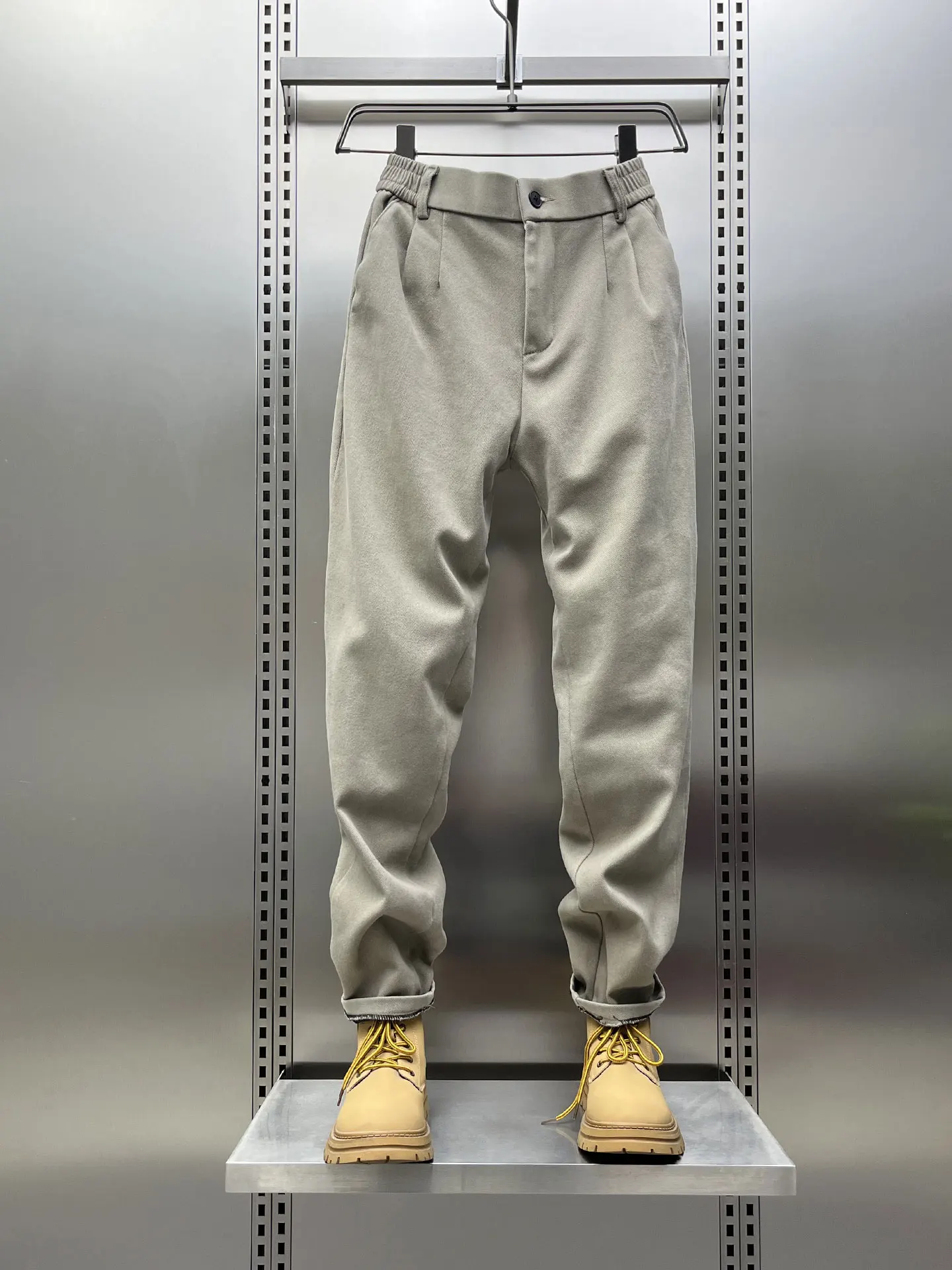 

Мужские утепленные повседневные брюки Slim Fit для осени и зимы, модные корейские брюки-чинос с зауженными штанинами, молодежные универсальные брюки