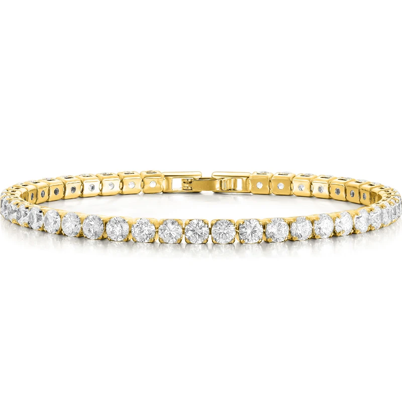 14K Gold Plated 4mm Cubic Zirconia Classic Tennis Bracelet Gifts for Women mom Teen Girls Best Friend wedding, Size 6.5-7.5 Inch