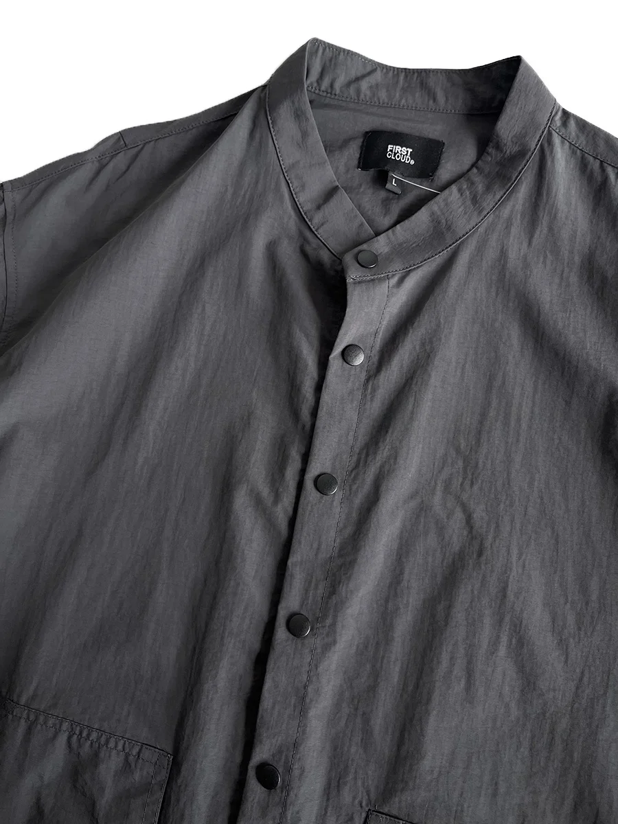 Lightweight Functional Workwear Shirt Loose Fit Long Sleeve Stand Collar Quick Dry Spring Summer Outdoor Sports Coat for Men