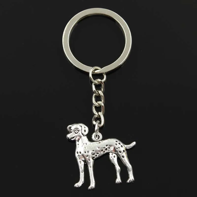 Fashion Keychain 30x29mm Spotted Dog Dalmatian Pendants DIY Men Jewelry Car Key Chain Ring Holder Souvenir For Gift