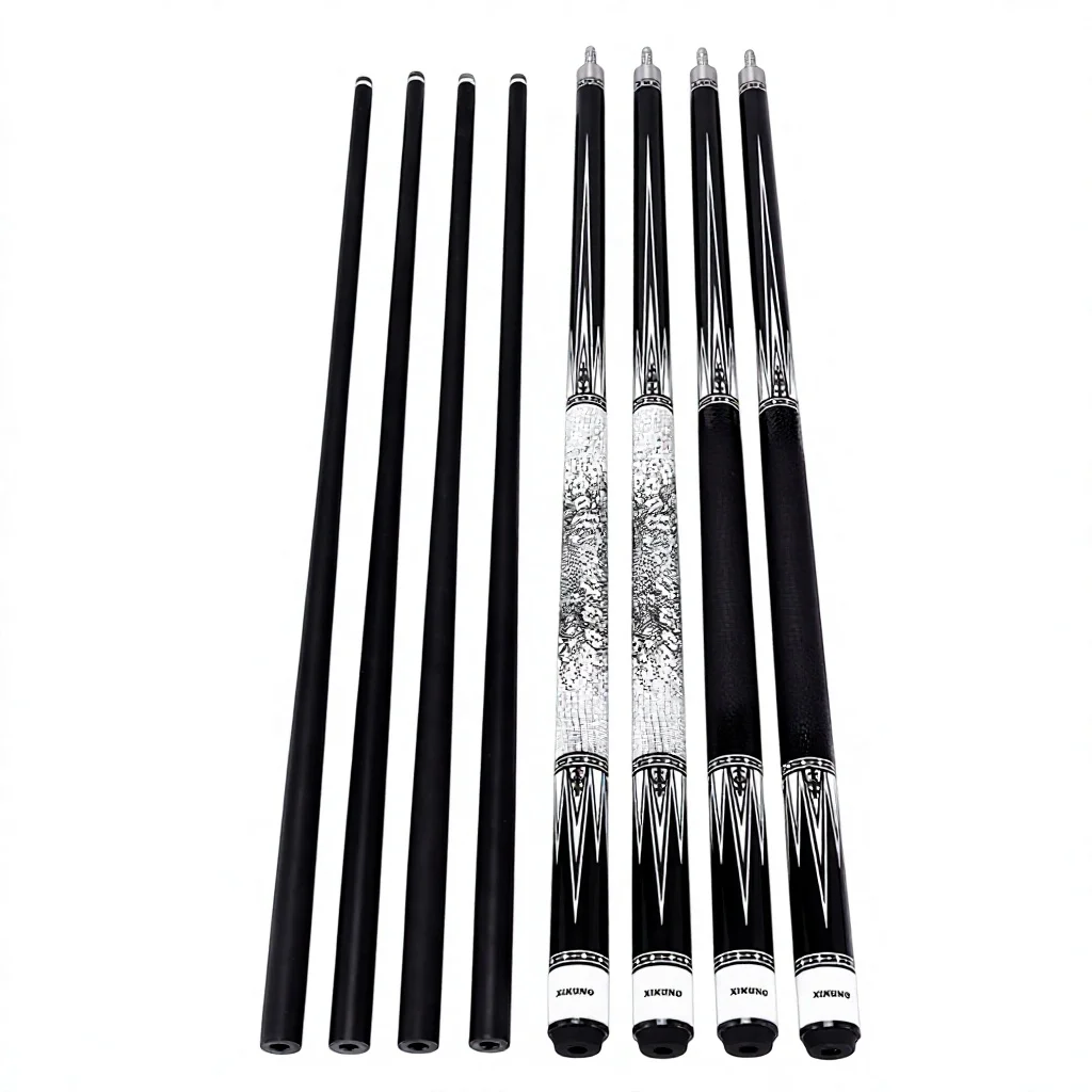 

Hot Selling Carbon Fiberglass Shaft 10.5mm Tip Leather Grip 1/2 Split Pool Snooker Cue 2-Piece Nine-Ball Cue for Home Use