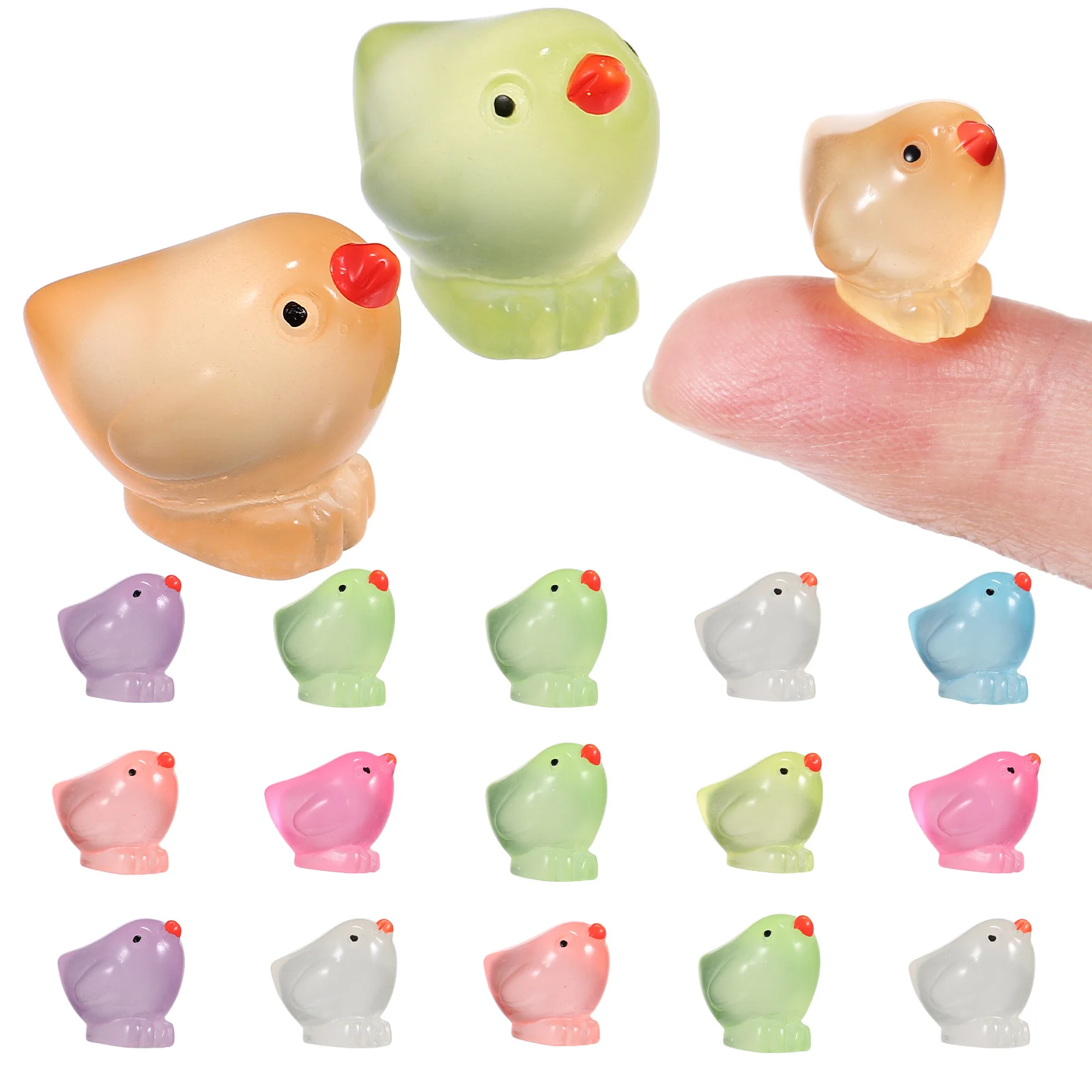 

18 шт. мини-ночник светятся в темно-желтых цыплят смола маленькое украшение для рабочего стола компактные смолы животные мини цыплята