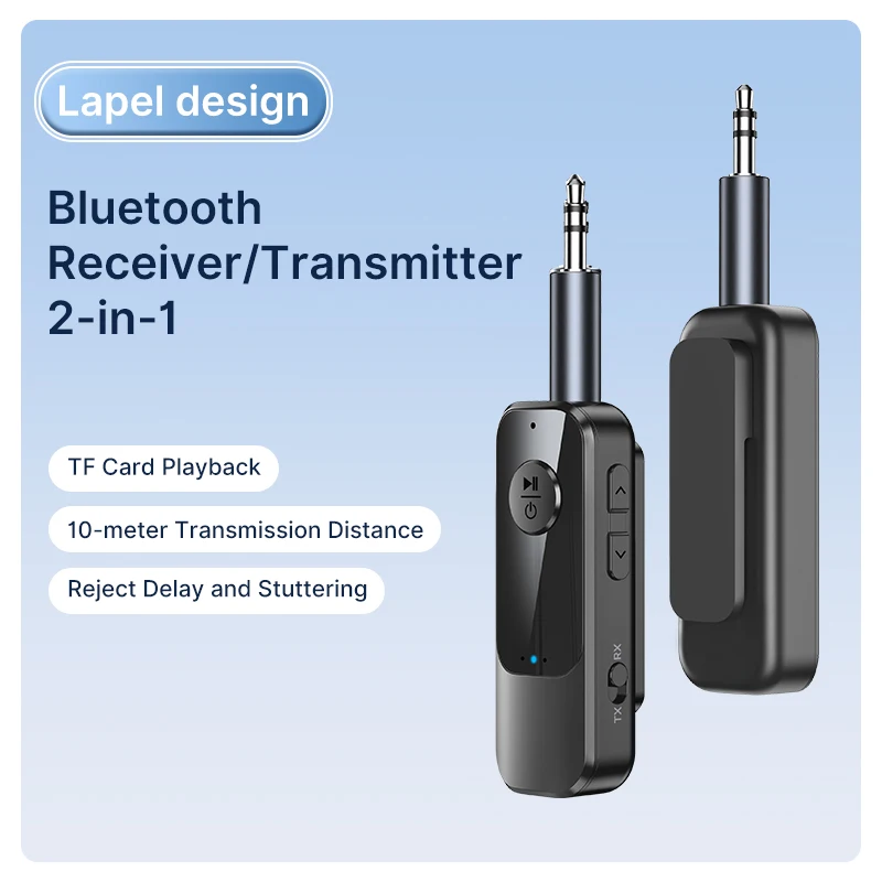Récepteur et transmetteur Audio Bluetooth 5.3 2 en 1, carte AUX TF 3.5MM, adaptateur de musique stéréo sans fil avec micro pour voiture, TV, PC, avion