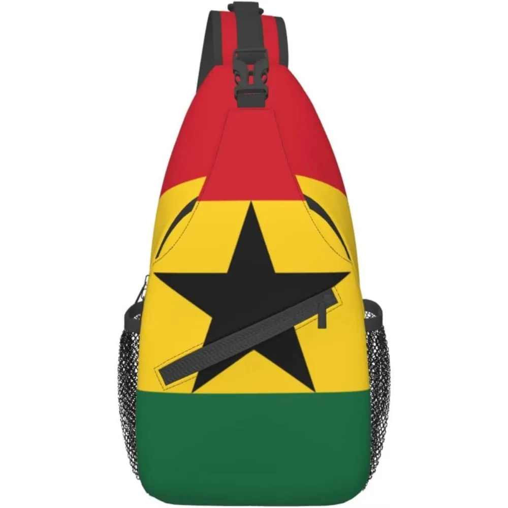 

Ghana Flag Hiking Daypacks Cross-body Sling Backpack for Men Women Outdoor Cycling Hiking Travel