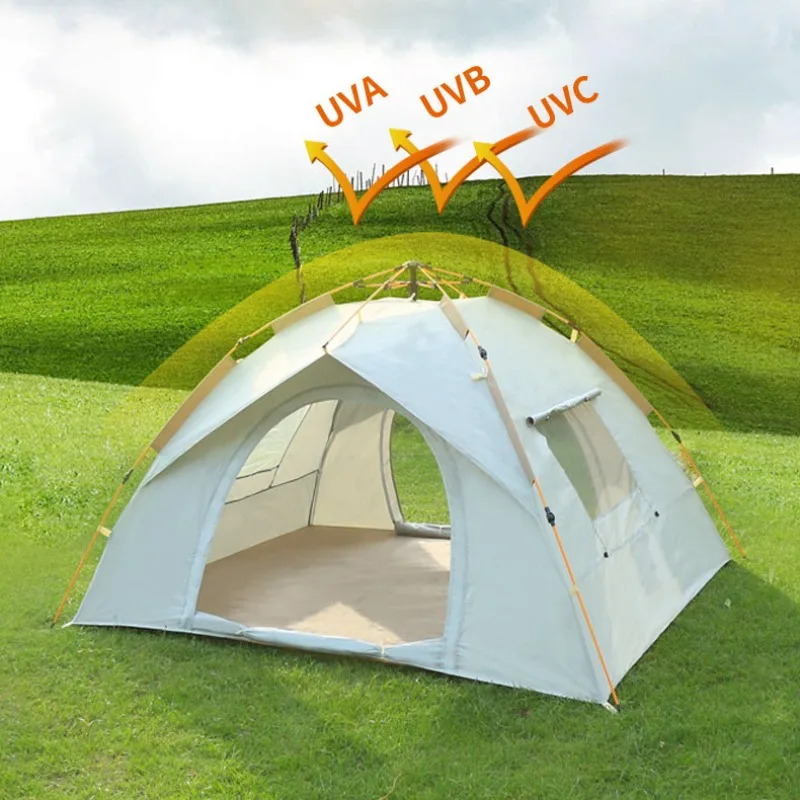 3-4 person Camping Tent only 3kg weight Outdoor Fully Automatic Folding tents with Silver Glue Coating Thickened Rainproof