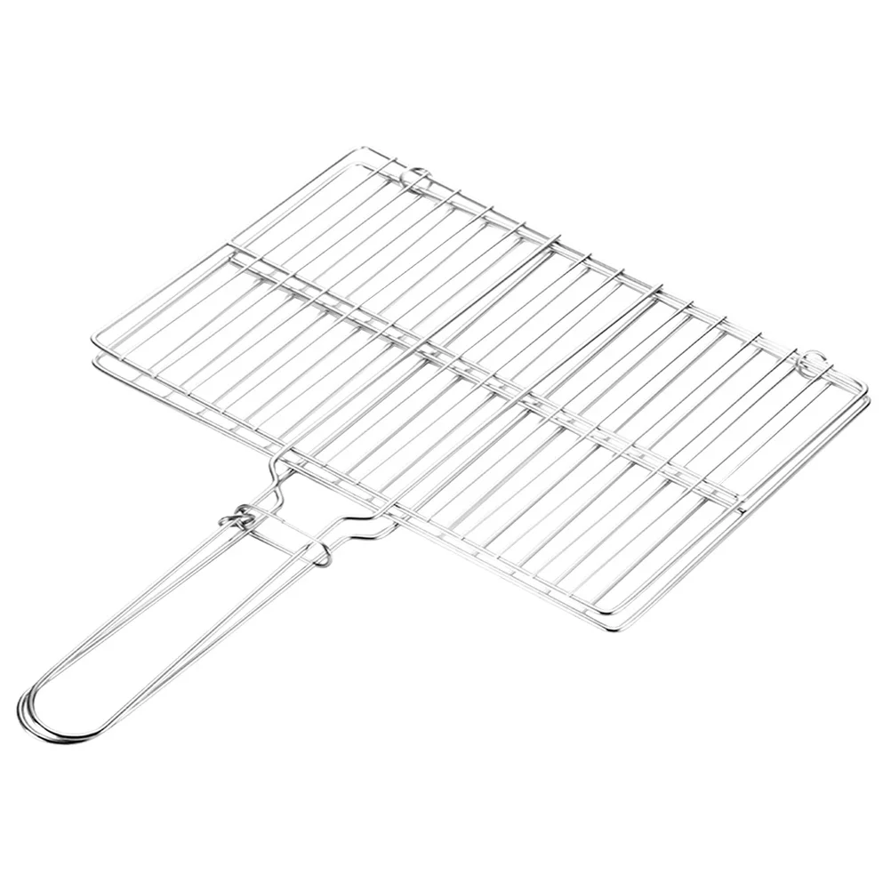 

Stainless Steel Bbq Fish Grill Basket Silver with Handle Thickened Durable Outdoor Picnic Camping Grill Net Non-Stick Barbecue
