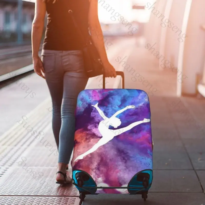 Elegant Gymnastics Art Travel suitcase protective case, suitcase cover, elastic protection, washable Luggage cover, 18-32 in