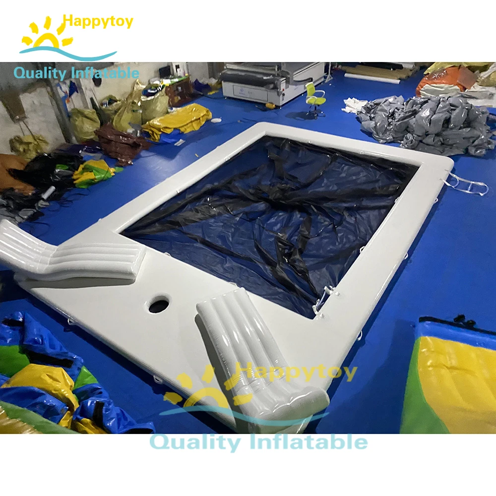 Pvc Sea Lake Floating Inflatable Swimming Pool Rectangular Inflatable Pool With Black Net