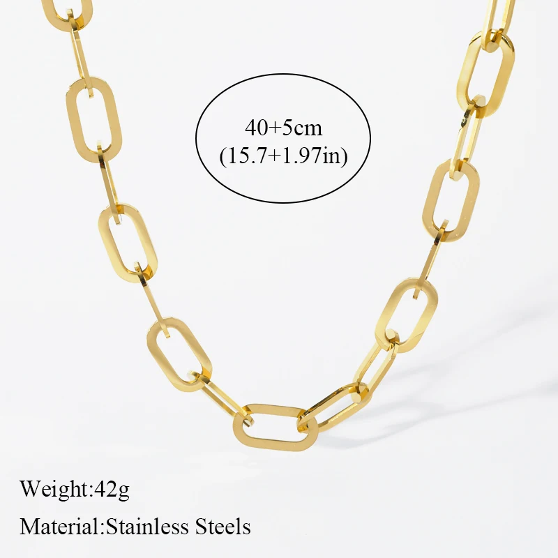 GANEMLY 316L Stainless Steel Exaggerated Thick Link Chains Necklace For Women Fashion Neck Chain Waterproof Jewelry Gift Collar