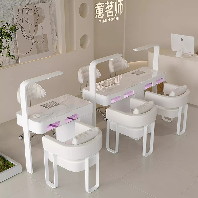 

White Easy Clean Nail Desk Makeup High Quality Minimalist Mesa Manicure Table Hand Light Luxury Nagel Tisch Salon Furniture