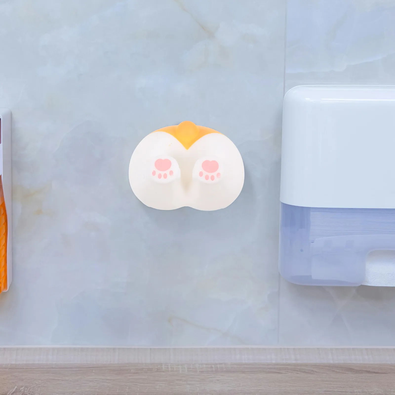 Corgi Shaped Toothbrush Holder for Bathroom Wall Easy Stick Adhesive Hook Friendly Dental Organizer Space Saving Shower