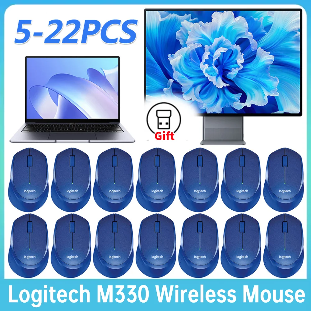 

Бесшумная беспроводная мышь Logitech M330, 1000 точек на дюйм, USB, 2,4 ГГц, 3 кнопки, оптические мыши, ПК, планшет, ноутбук, компьютерная мышь, домашняя использование 5-22 шт.
