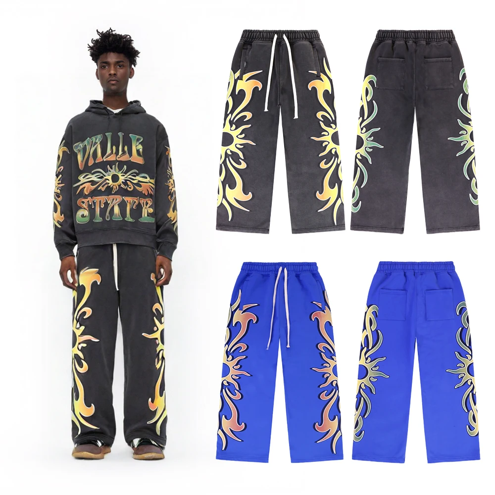 

Streetwear Men Clothing Distressed Prtined Y2k Graffiti Graphic Baggy Sweat Pants Hip Hop Cotton Casual Street Style Sport Pants