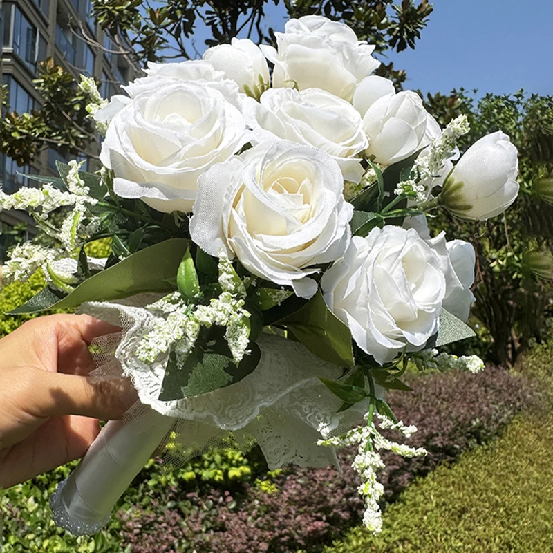 Bouquet de Roses de Demoiselle d'Honneur, 1 Pièce, Perle, Strass, Fleur, Charnière de Mariage, ixde Léon, Église