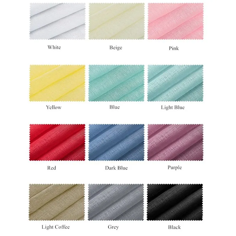 300cm Height Moder solid Color Bedroom Window Sheer Curtains Faux Linen Living Room Tulle Drapes