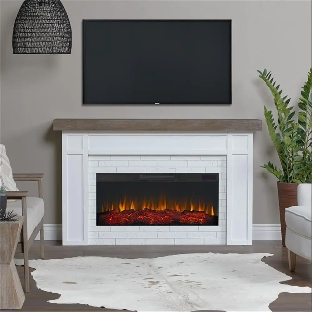 Cravenhall Landscape Electric Fireplace with Mantel for Living Room or Bedroom, Replaceable Fireplace Insert, Customized