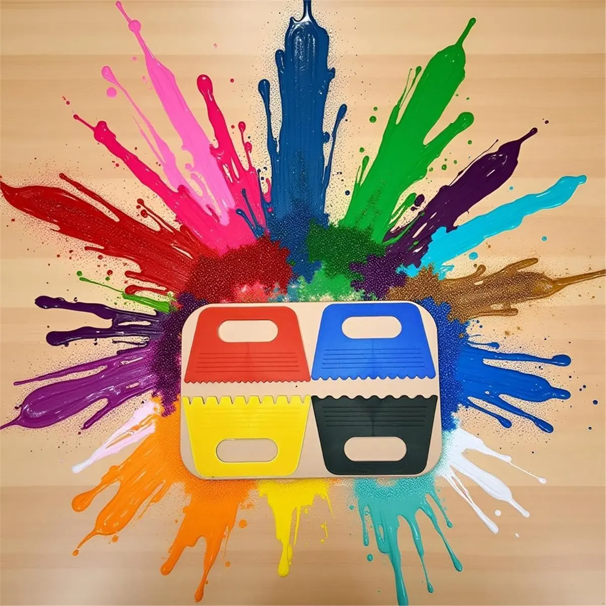 Ensemble d'outils de grattage artistique professionnels HITL - 4 couleurs pour la peinture DIY, le travail du plâtre et les effets texturés