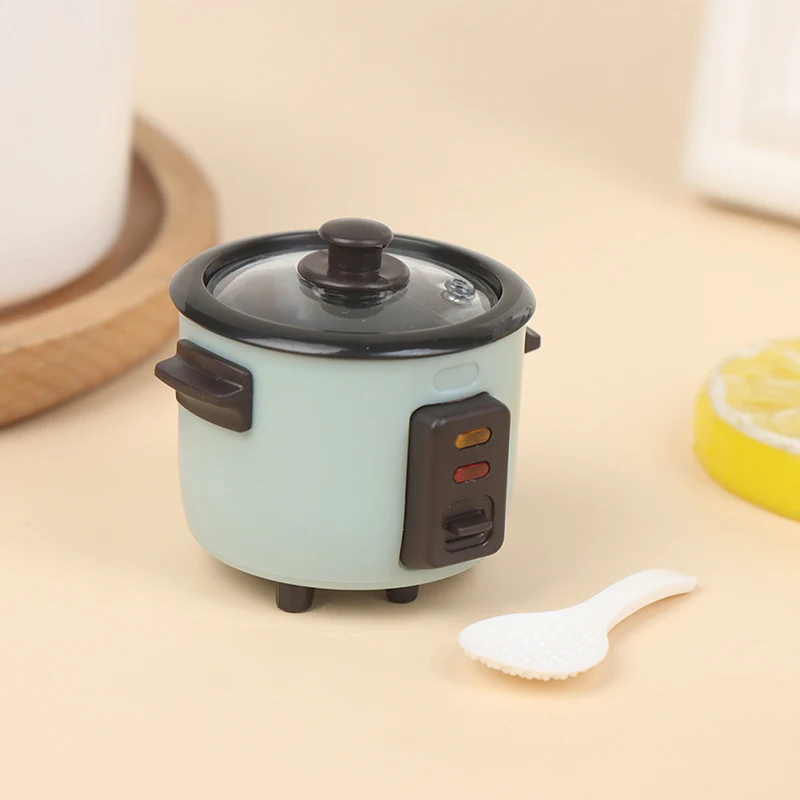 1:12 Scale Dollhouse Mini Rice Cooker And Spoon Simulation Kitchen Model Home Layout Ornament