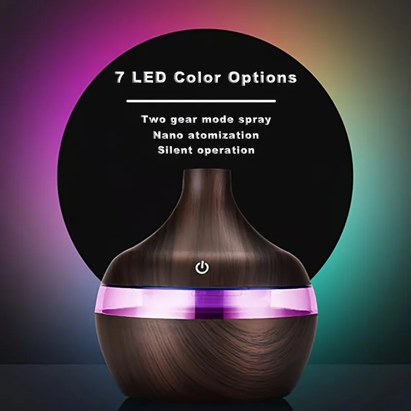 1 قطعة 300 ملليUSB الهواء المرطب ناشر رائحة ضباب الخشب الحبوب النفط الروائح الناشر مع 7 مصباح ليد للسيارة المنزل مكتب