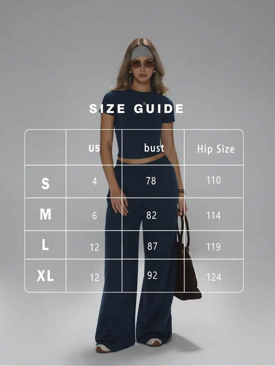 

Minimalist Round Neck Tee And Wide Leg Pants Set For Women