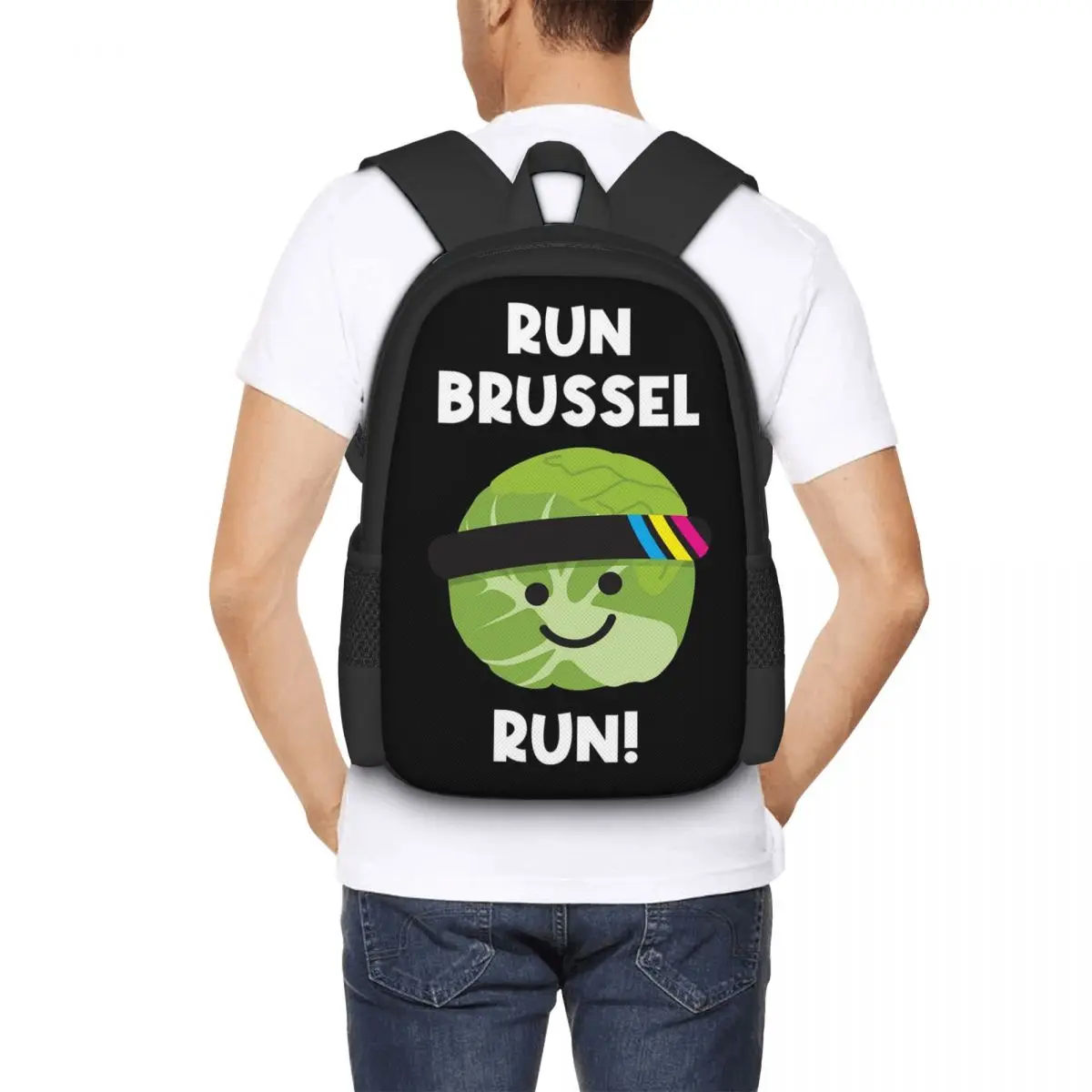 

Run, Brussel (Sprout), Run! 2 Student Backpack School Bag Hiking Travel Daypack for Boys Girls Fashion Bookbag Shoulder Bags