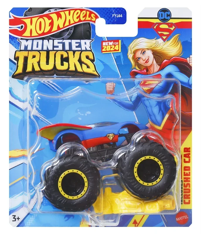 Original Hot Wheels Crushed Car Monster Trucks ragazzi Toys 1:64 Mega Wrex Big Foot Vehicles Models Super Woman Birthday Gift