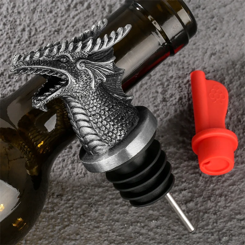 Dragon Head Wine Pourer Stopper 2-in-1 Stainless Steel Spout with Silicone Seal Bar Accessory for Kitchen Club Wedding Party image 6