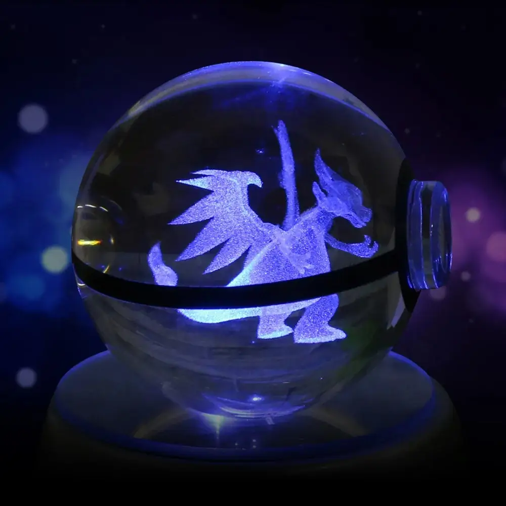 Pokémon 3D Crystal Ball Estatueta, Pikachu, Gengar, Mew, Mewtwo, Lamp Base, Pokeball, 3D, Vidro, Estátua, Crianças, Presente de Aniversário