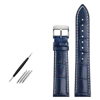 Pulsera de cuero genuino de piel de vaca de capa superior 19 21mm 22mm correa de reloj azul oscuro para Longines L 29094920   correa de reloj de pulsera