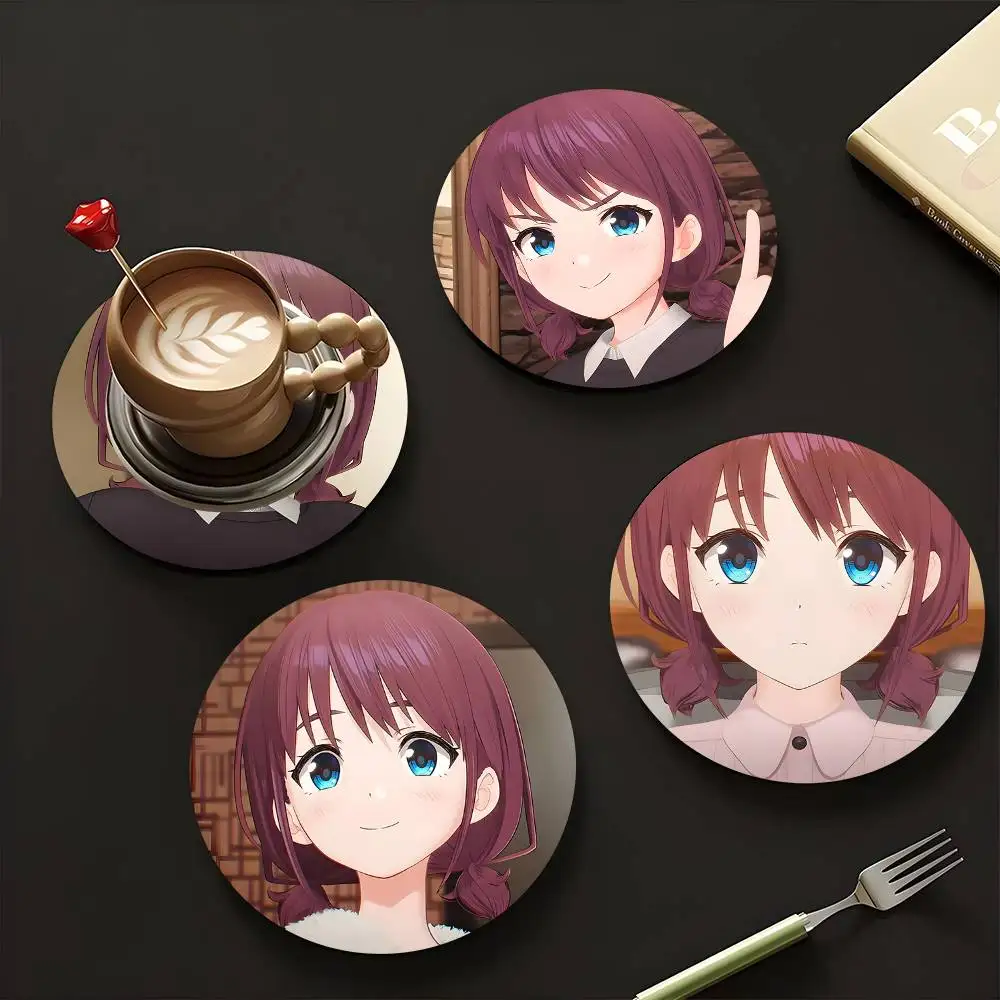 1pc Nina Iseri Anime Characters Wooden Coaster Colour Printing Cup Mat Home Desk Decoration Gifts