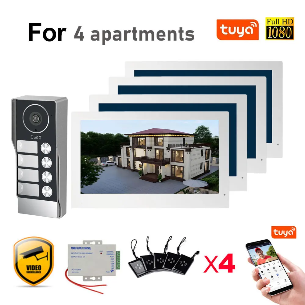 7Inch Touch Monitor Video Wifi Intercom Tuya Smart Home video 2/3/4 Family Apartment doorbell System 1080P Wide angle Camera