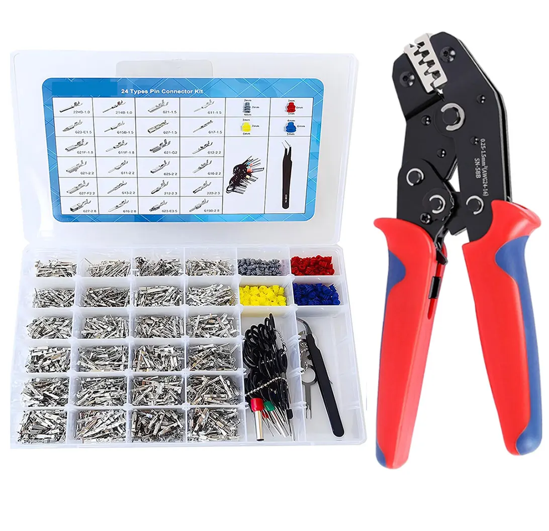 24-teiliges Steckverbinder-Pin-Set mit Crimpzange für 1/1,5/1,8/2,2/2,3/2,8/3,5 mm Stecker-Busbar-Pins, nicht isolierte Kabelanschluss-Pin-Sets. – Detail 10