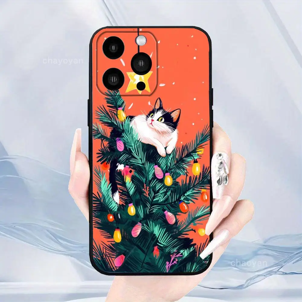 

Cat on christmas tree Phone Case For iphone 17 air 16 15 Pro Max Case 14 11 12 13 Mini 15 Pro 14Plus XS 7 8 SE2 Case Soft Cover