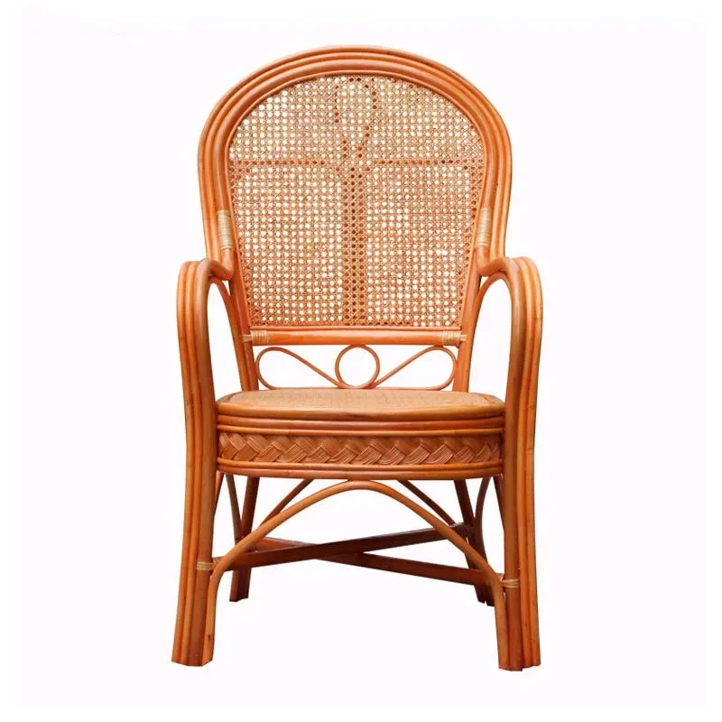 Rattan Chair  High Back Outdoor Leisure Balcony Office Mahjong Chair Indonesian Natural Single Real Rattan