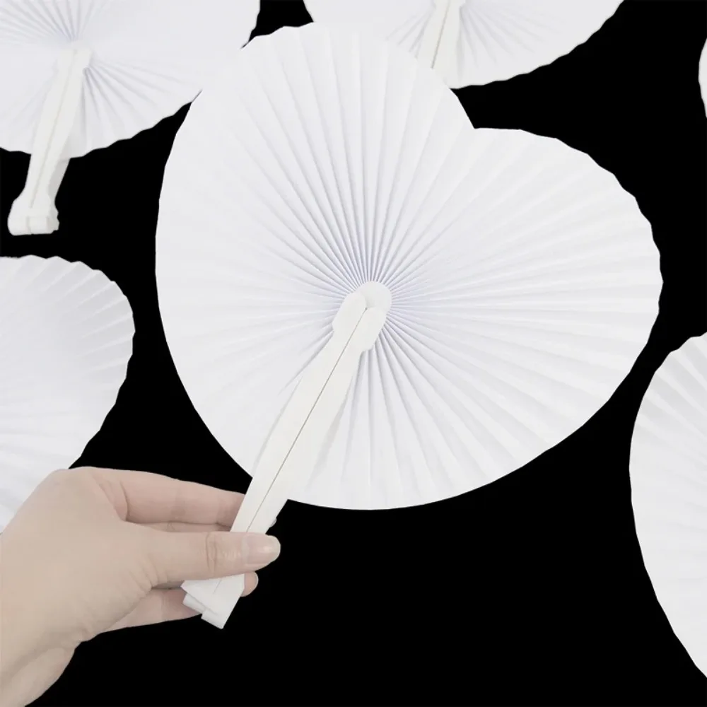 6/12/24Pcs White Peach Shape Round Folding Fan Children\'s Birthday Wedding Holiday Party Gift Decoration Christmas Carnival Gift