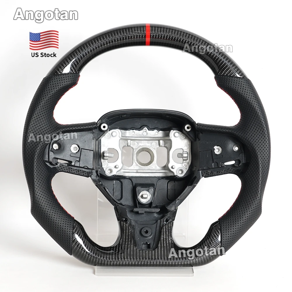 ANGOTAN Real Carbon Fiber Steering Wheel for Chrysler 300c 300 Carbon Steering Wheel 2015-2023