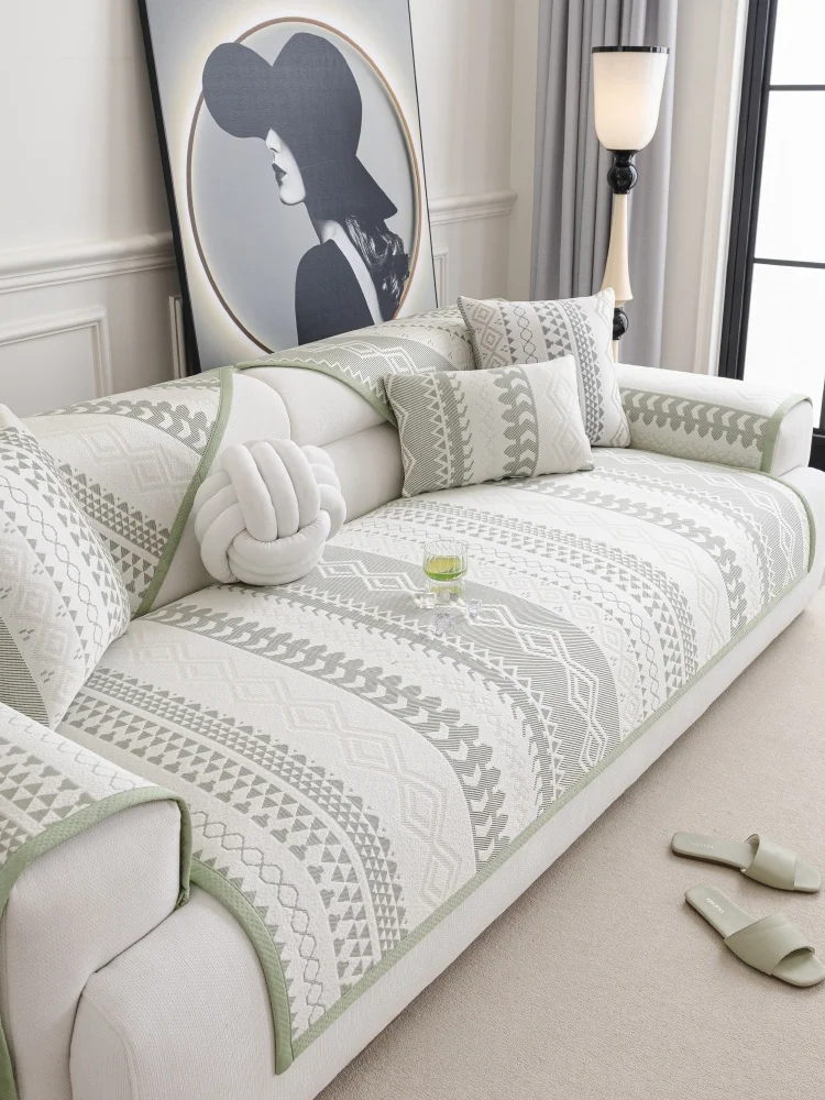 غطاء وسادة أريكة من الحرير الجليدي الصيفي على الطراز الجنوبي الشرقي الآسيوي، غطاء حساس للتبريد، قابل للغسل في الغسالة، غير قا...