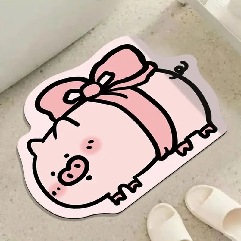 Cute pig nose soft diatom mud Nordic modern bathroom non-slip mat household toilet absorbent floor mat bathroom door mat