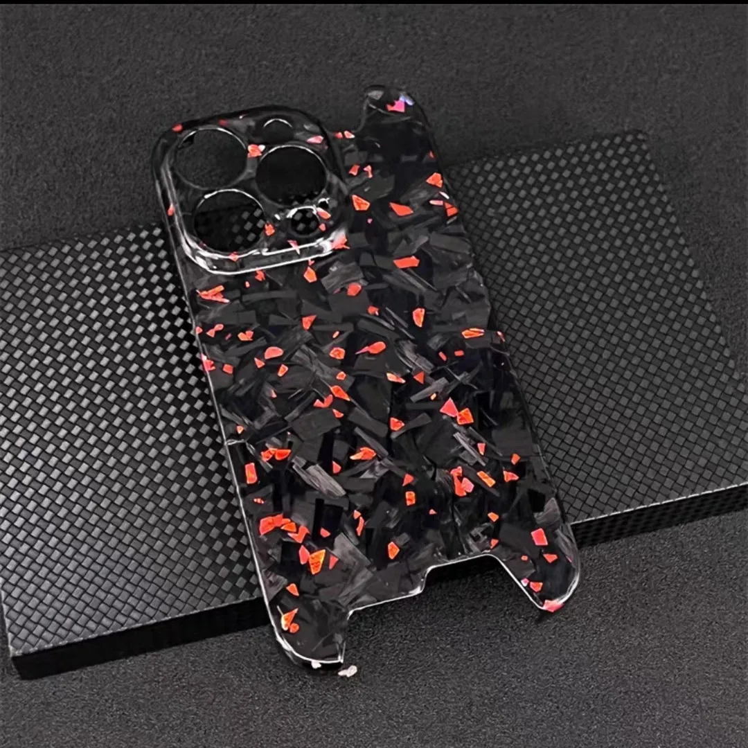 

Real Genuine Carbon Fiber Case for iPhone 16 15 14 13 Pro Max Glitter Ultra Thin Lightweight Forging Glossy Irregular Back Cover
