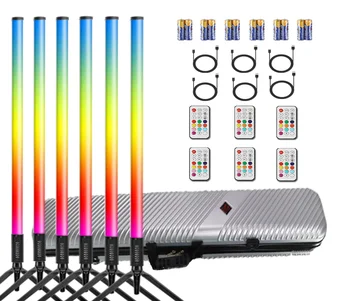 6Pcs TL-130Plus Rechargeable Battery Rgb Led Neon Tube Lights With Stand Bracket For DJ Dance Stage Party Events Both Lighting