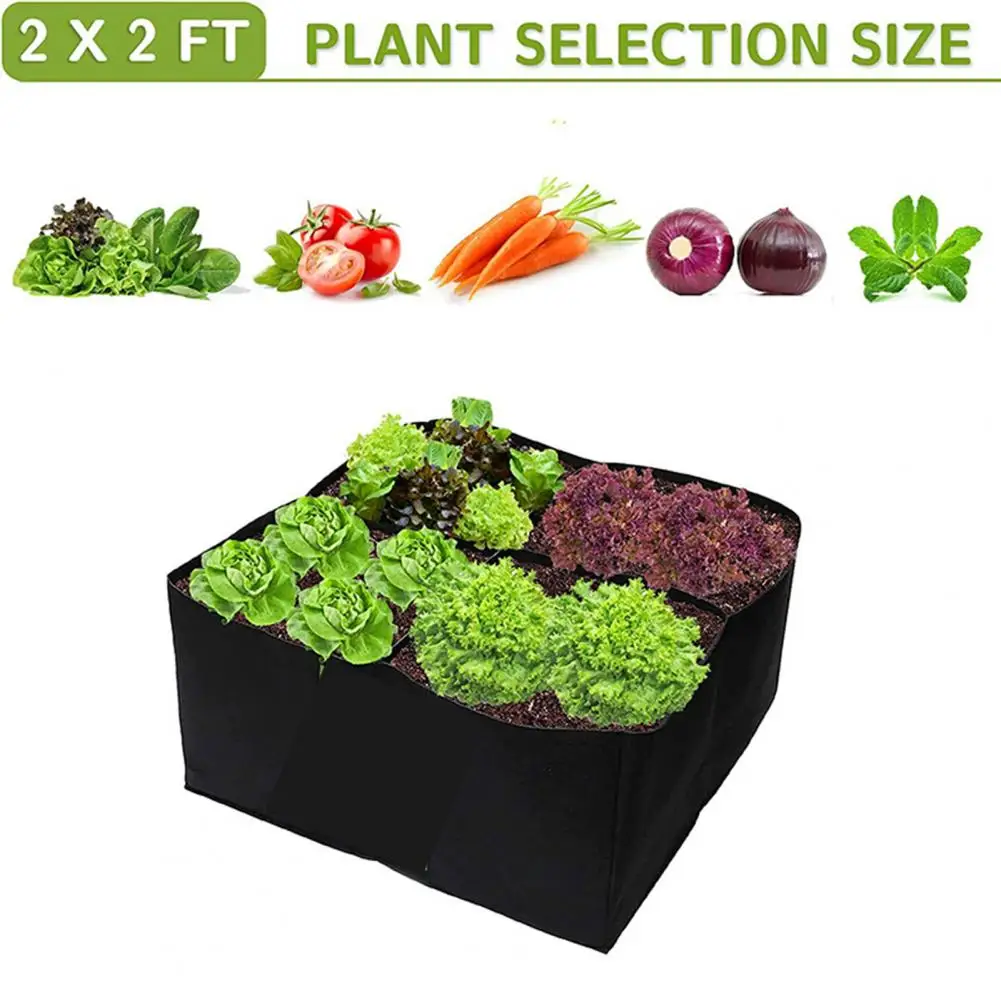 Vegetable Grow Pouch  Double-row Sewing   Vegetable Grow Bags 4 Grids Reinforced Sewing Plant Bag