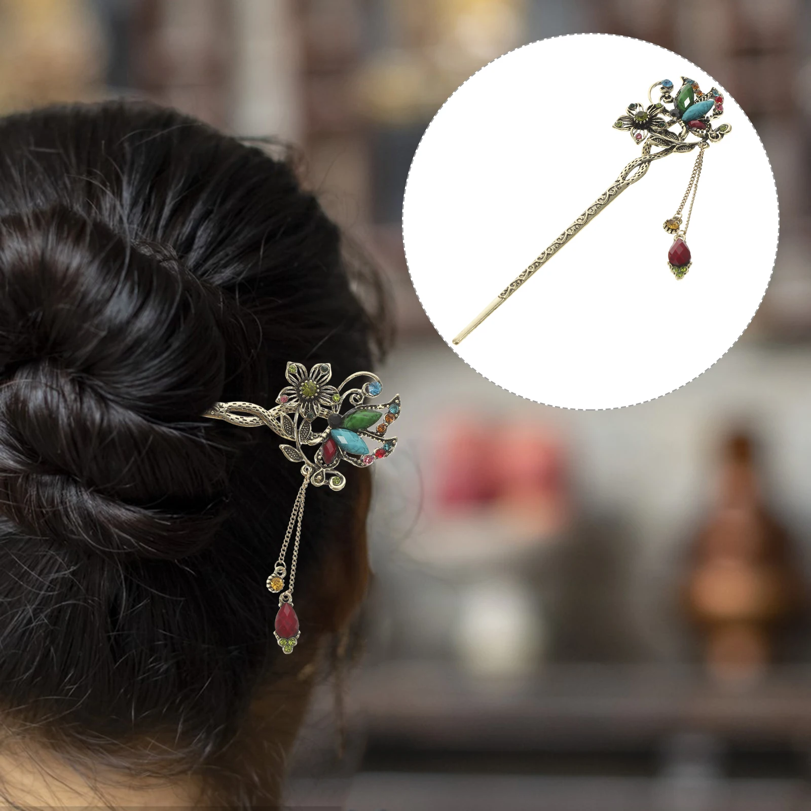 

Butterfly Hairpin Vintage Tassel Colorful Accessory Chopsticks DIY Women Hair Sticks Retro Decorative Durable Fashion Party