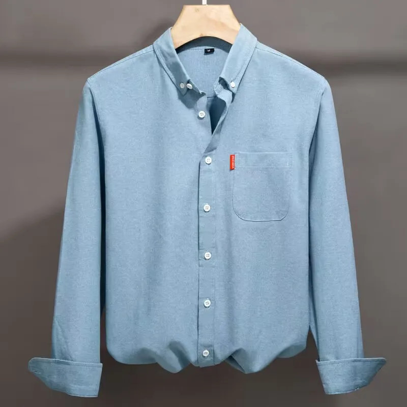 

Classic Formal White Shirt Men 100% Pure Cotton Men's Solid Color Long Sleeve Shirt Casual Cotton Oxford short sleeves Shirt Men