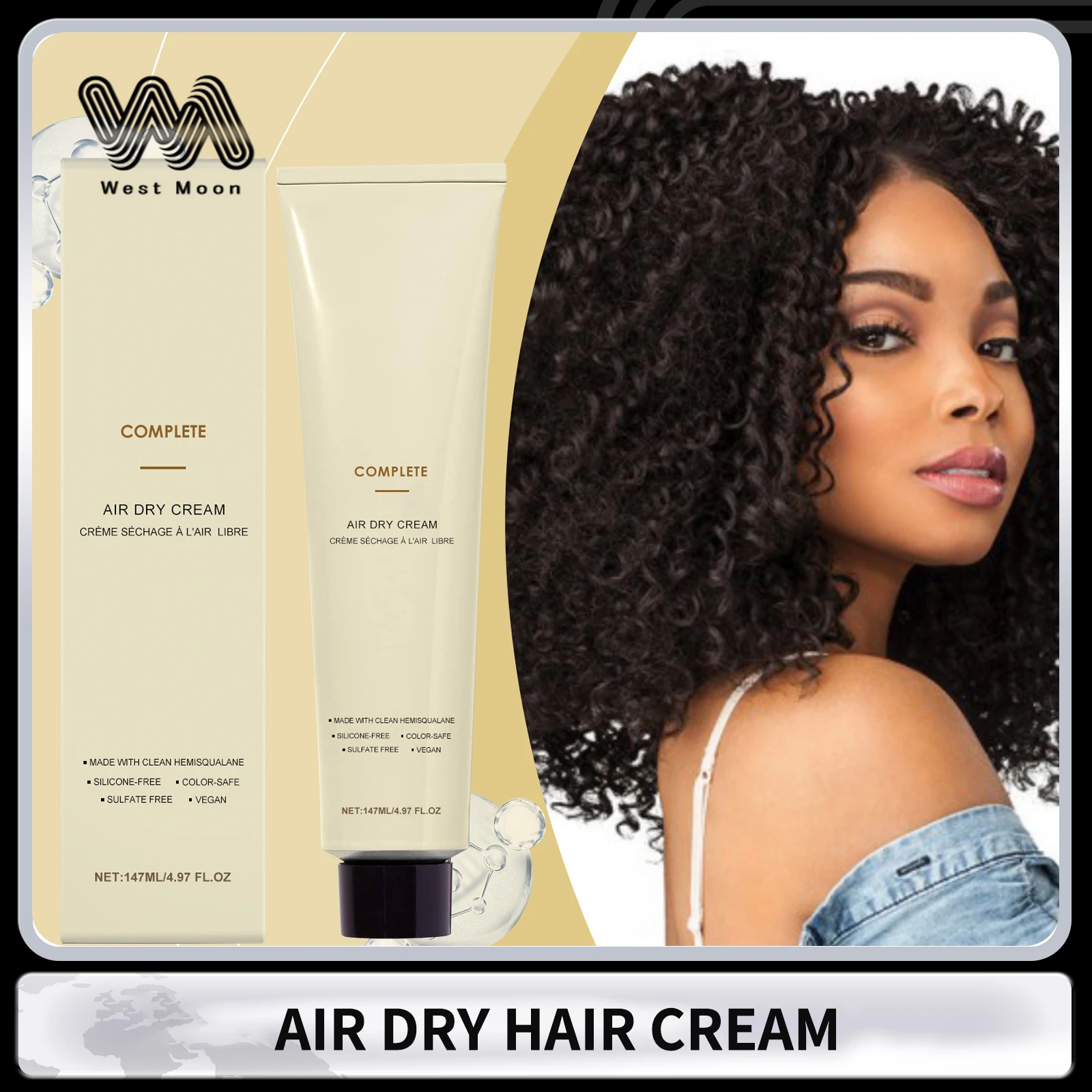 Hair Cream for Curly Hair Smoothing Air Dry Cream Keep Hair Fluffy Increase Elasticity Lasting Shaping Reduce Frizzy Hair Care