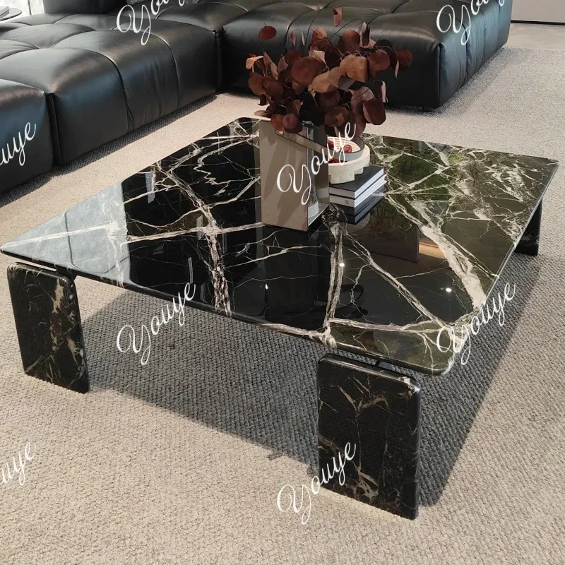 

XS Luxury Stone Green Tea Table High-end Natural Marble Square Designer Living Room Villa Coffee Table