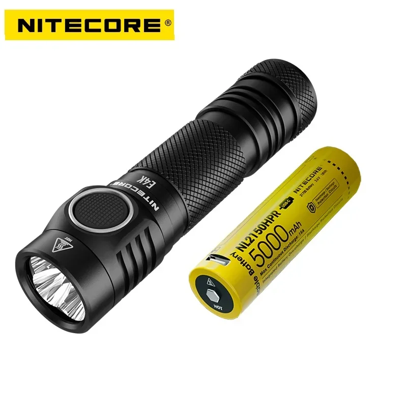 Linterna LED NITECORE E4K XP-L2 V6 4400 LM linterna de supervivencia de alta potencia con batería 21700 5000mah para senderismo Camping