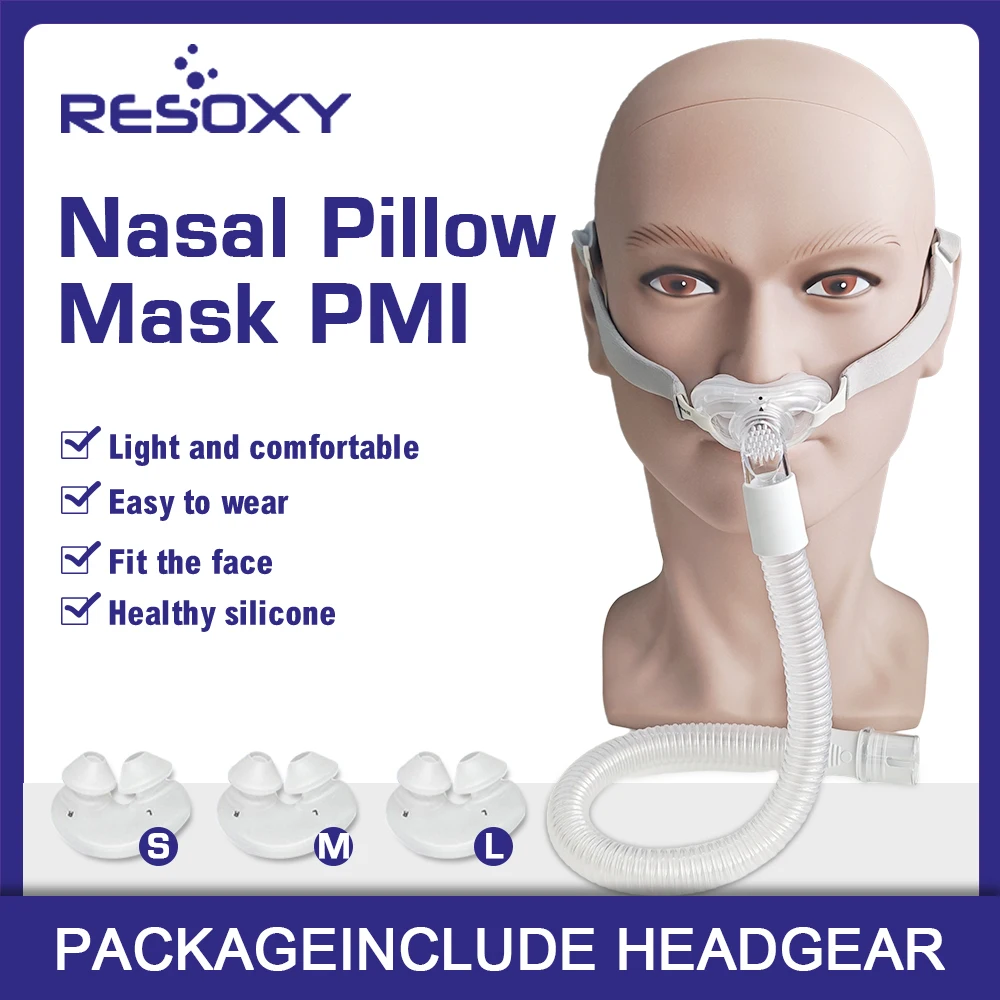 Resoxy Cpap Nasal Pillows Mask Universal PM1 Sleep Apnea Nasal Mask For Cpap&Bipap With S/M/L 3 Sizes Silicone Cushions