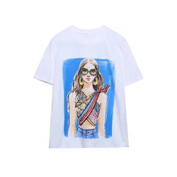 2024 New Summer New Era Women's Design Casual Fashion Round Neck Short Sleeve Top Girl 3D Printed T-shirt