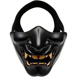 Bullsgetin Airsoft Half Face Mask - Evil Demon Monster Kabuki Samurai Hannya Oni Masquerade Ball, Party, Halloween, Cs War Game